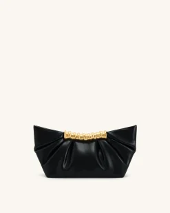 Leia Pleated Clutch - Black