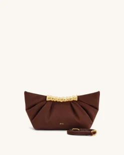 Leia Pleated Clutch - Dark Brown