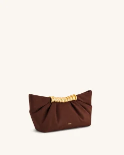 Leia Pleated Clutch - Dark Brown