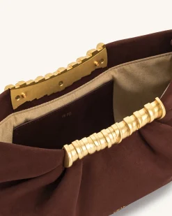 Leia Pleated Clutch - Dark Brown