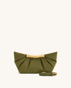 Leia Pleated Clutch - Dark Olive