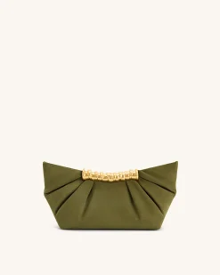 Leia Pleated Clutch - Dark Olive