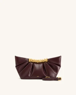 Leia Pleated Clutch - Deep Burgundy