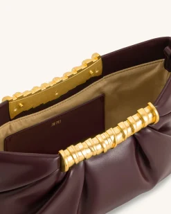 Leia Pleated Clutch - Deep Burgundy
