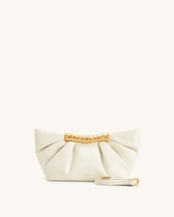 Leia Pleated Clutch - White