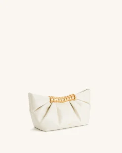 Leia Pleated Clutch - White