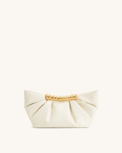Leia Pleated Clutch - White