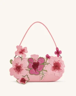 Leona Bead Embellished Shoulder Bag - Pink