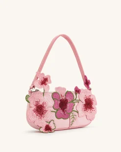 Leona Bead Embellished Shoulder Bag - Pink
