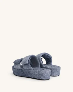 Lexi Denim Embossed Sandal - Blue