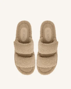 Lexi Faux Fur Platform Sandal - Beige