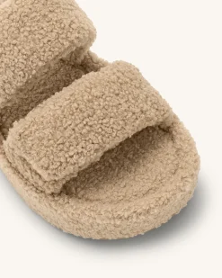 Lexi Faux Fur Platform Sandal - Beige
