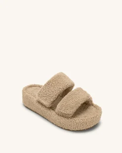 Lexi Faux Fur Platform Sandal - Beige
