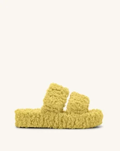 Lexi Faux Fur Platform Sandal - Yellow