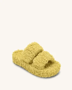 Lexi Faux Fur Platform Sandal - Yellow