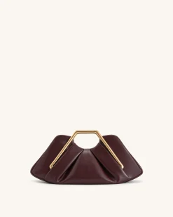Lila Metal Frame Clutch - Burgundy