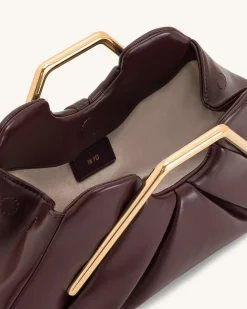 Lila Metal Frame Clutch - Burgundy