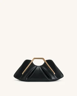 Lila Metal Frame Clutch - Black