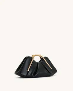 Lila Metal Frame Clutch - Black