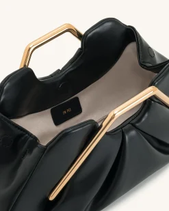 Lila Metal Frame Clutch - Black