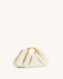 Lila Metal Frame Clutch - Ivory