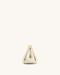Lila Metal Frame Clutch - Ivory