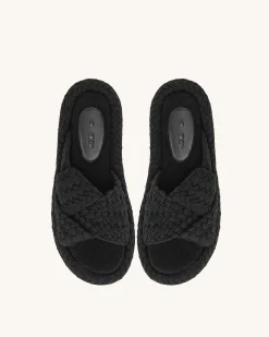 Lilah Woven Platform Sandal - Black