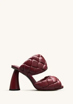 Lillian Weave Leather Heel Mules – Burgundy