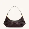 Lily Faux Bamboo Woven Shoulder Bag - Deep Claret