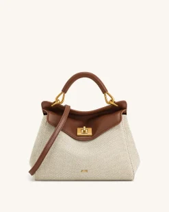 Lucia Classic Top Handbag - Brown Canvas