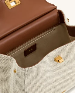Lucia Classic Top Handbag - Brown Canvas
