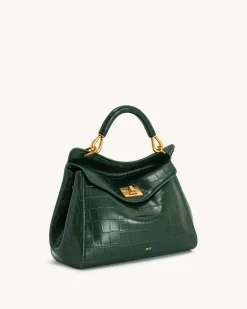 Lucia Classic Top Handbag - Green Croc