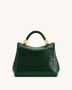 Lucia Classic Top Handbag - Green Croc