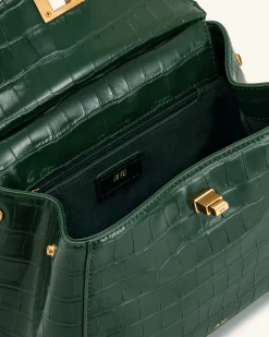 Lucia Classic Top Handbag - Green Croc