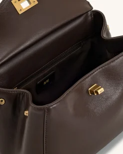 Lucia Classic Top Handbag - Dark Brown