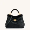 Lucia Classic Top Handle Woven Bag - Black