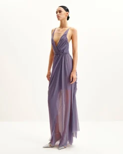 Luna Flowing Mesh Gown - Lavender