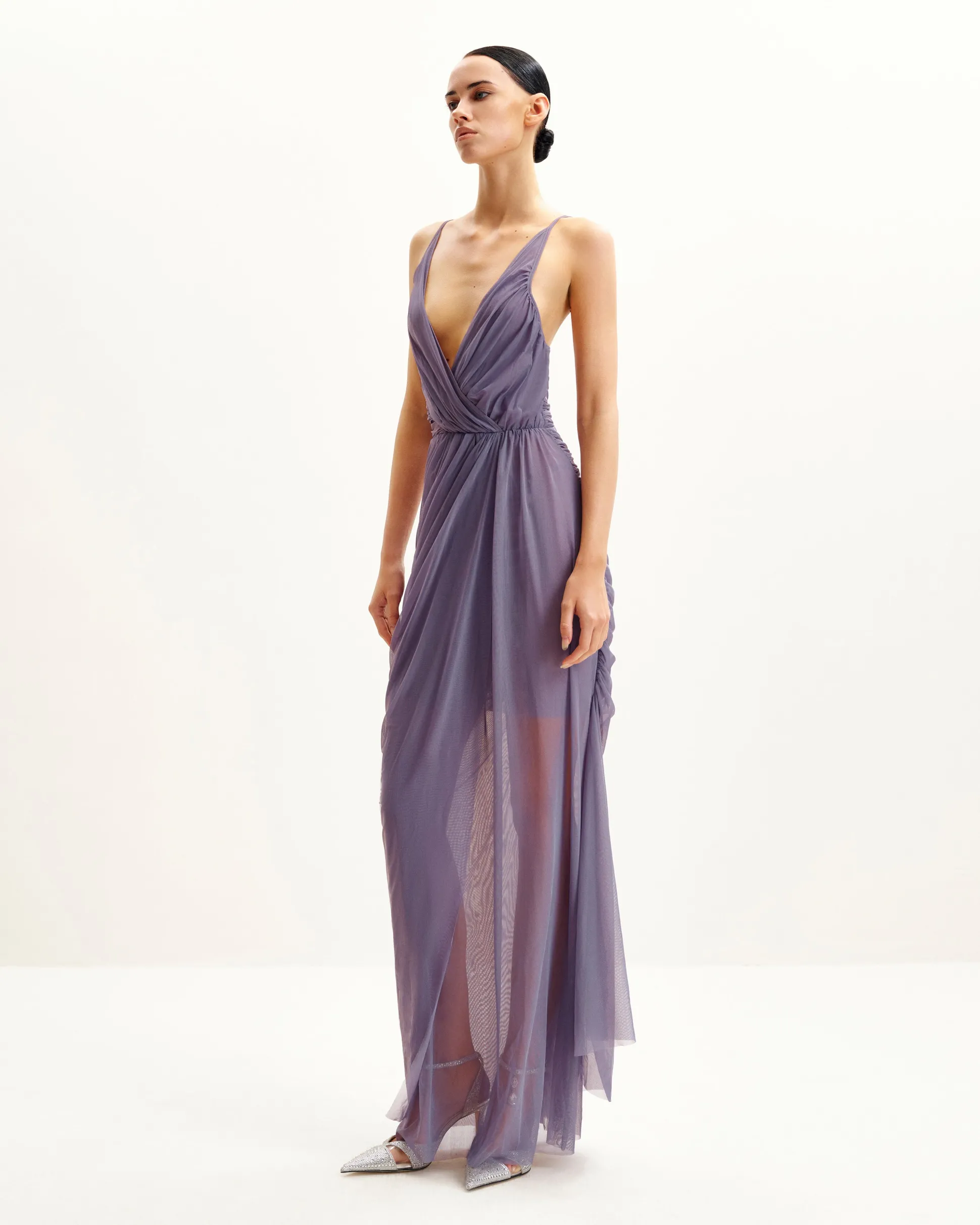 Luna Flowing Mesh Gown - Lavender
