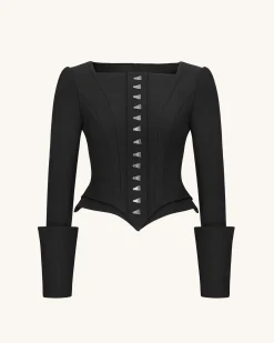 Lydia Corset-Inspired Blazer - Black