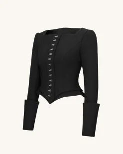 Lydia Corset-Inspired Blazer - Black