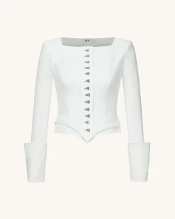 Lydia Corset-Inspired Blazer - White