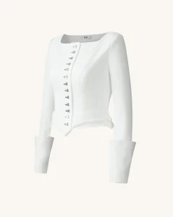 Lydia Corset-Inspired Blazer - White