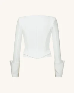 Lydia Corset-Inspired Blazer - White