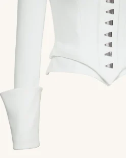 Lydia Corset-Inspired Blazer - White