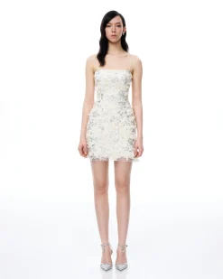 Lysandra 3D Floral Sequin Mini Dress - White