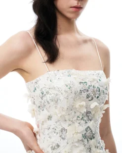 Lysandra 3D Floral Sequin Mini Dress - White