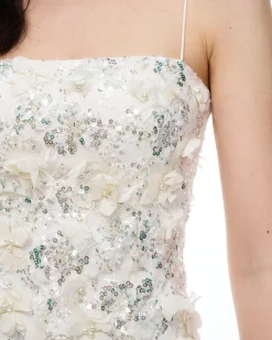 Lysandra 3D Floral Sequin Mini Dress - White