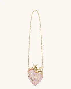 Maren Artificial Crystal Heart Shaped Bag - Pink