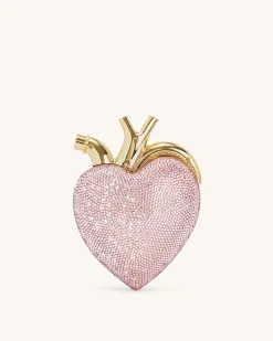 Maren Artificial Crystal Heart Shaped Bag - Pink