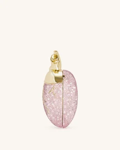 Maren Artificial Crystal Heart Shaped Bag - Pink